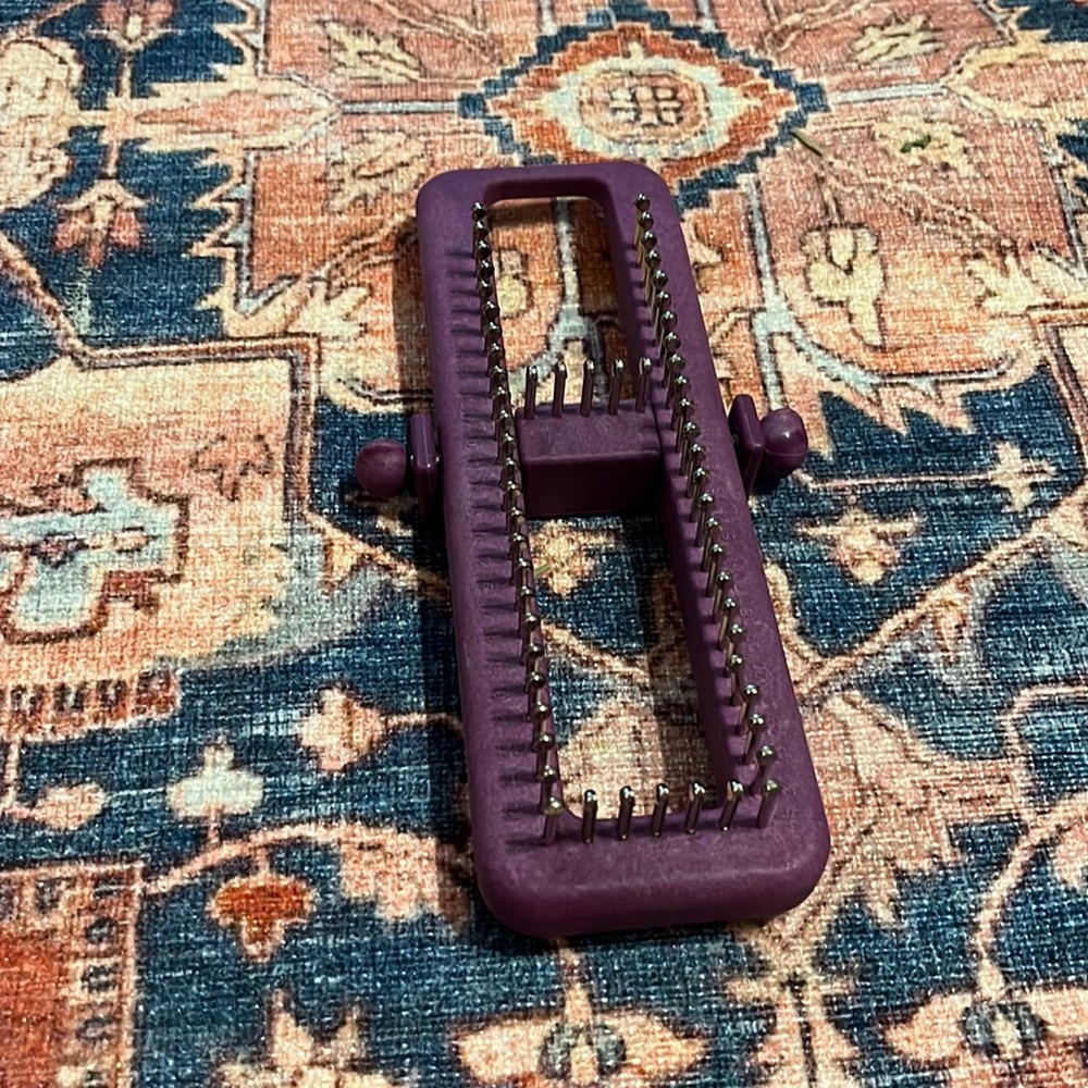 Sock crochet loom. Bought at local craft store.